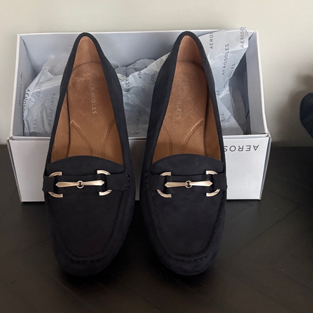 AEROSOLES  Day-Drive Women's Elegant NAVY BLUE Loafers SIZE:9.5 Wide Never Worn